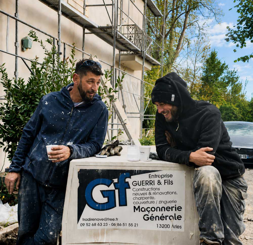 Entreprise Guerri, couvreur à Arles, sur une toiture en tuiles provençales